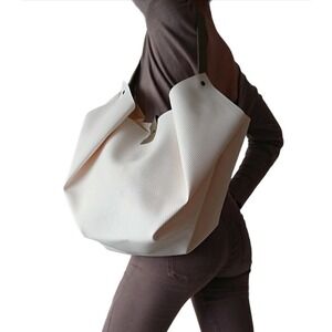 NADA Tulip Tote Women Large Cream Honeycomb Geometric Minimalist Avant Garde